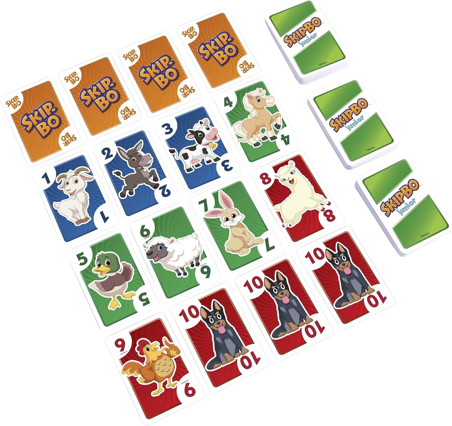 image:imageMattel Games Skip Bo Junior Card Game in with 2 Levels of Play 112 Cards Sequencing Entertainment for 2 to 4 Players Ages 5 Years amp OlderMulticolor