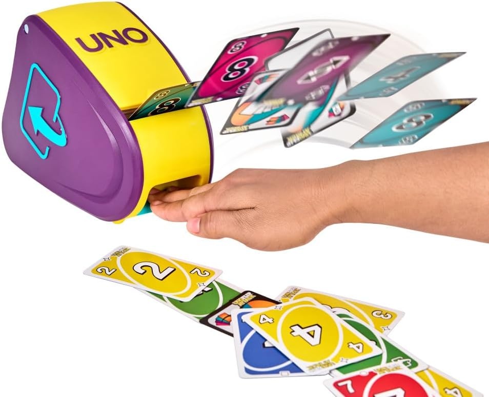 image:imageMattel Games UNO Attack Game Ages 7 210 Players Card Launcher Featuring Lights amp Sounds amp Special Mega Hit Rule for Kids Teens amp Family Game Night Amazon ExclusiveFlip Attack