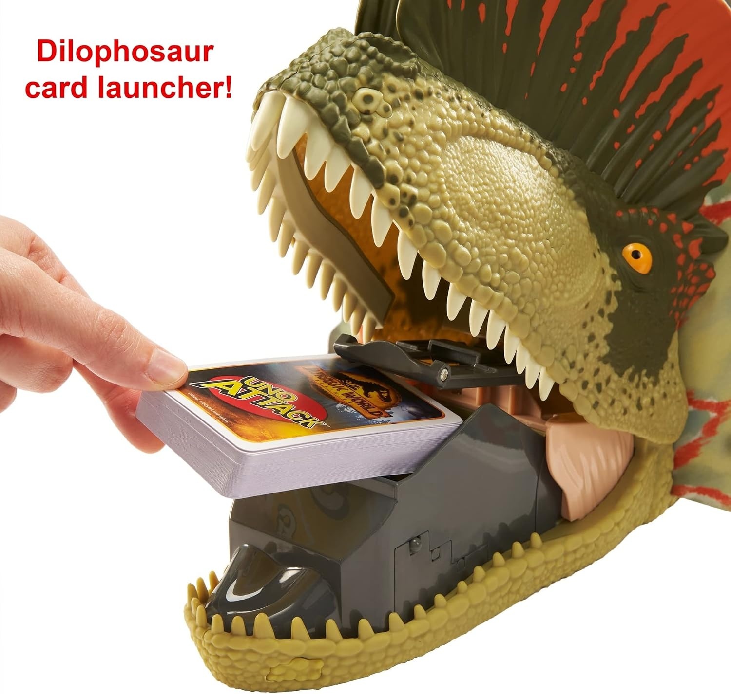 image:imageMattel Games UNO Attack Game Ages 7 210 Players Card Launcher Featuring Lights amp Sounds amp Special Mega Hit Rule for Kids Teens amp Family Game Night Amazon ExclusiveJurassic World