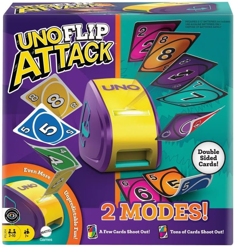 image:imageMattel Games UNO Attack Game Ages 7 210 Players Card Launcher Featuring Lights amp Sounds amp Special Mega Hit Rule for Kids Teens amp Family Game Night Amazon ExclusiveFlip Attack