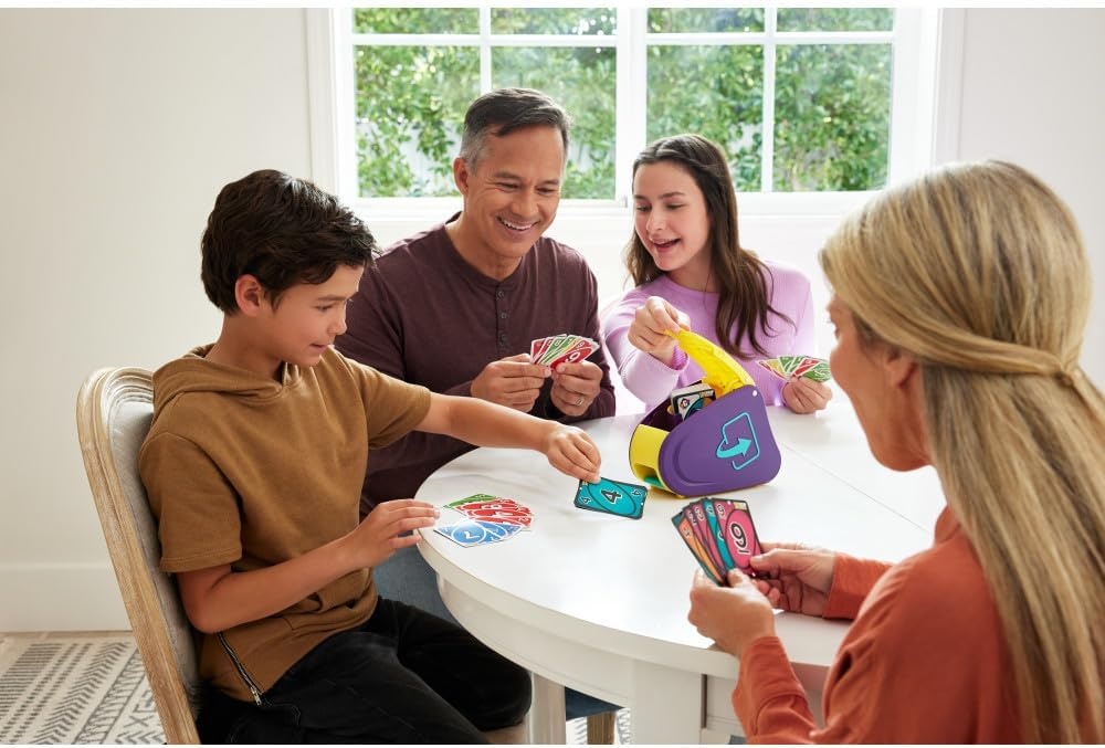 image:imageMattel Games UNO Attack Game Ages 7 210 Players Card Launcher Featuring Lights amp Sounds amp Special Mega Hit Rule for Kids Teens amp Family Game Night Amazon ExclusiveFlip Attack