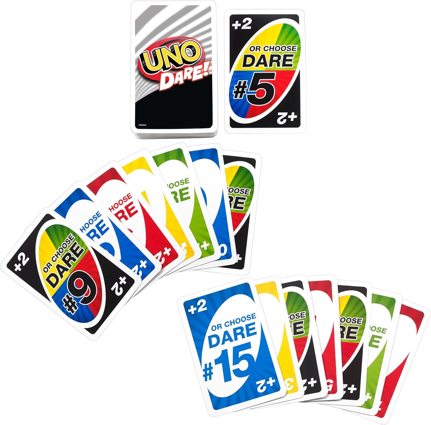 image:imageMattel Games UNO Dare Card Game Ages 7 210 Players Classic Play with Challenging amp Silly Dares from 3 Different Categories for Kids Teens amp Family Game Night1 count