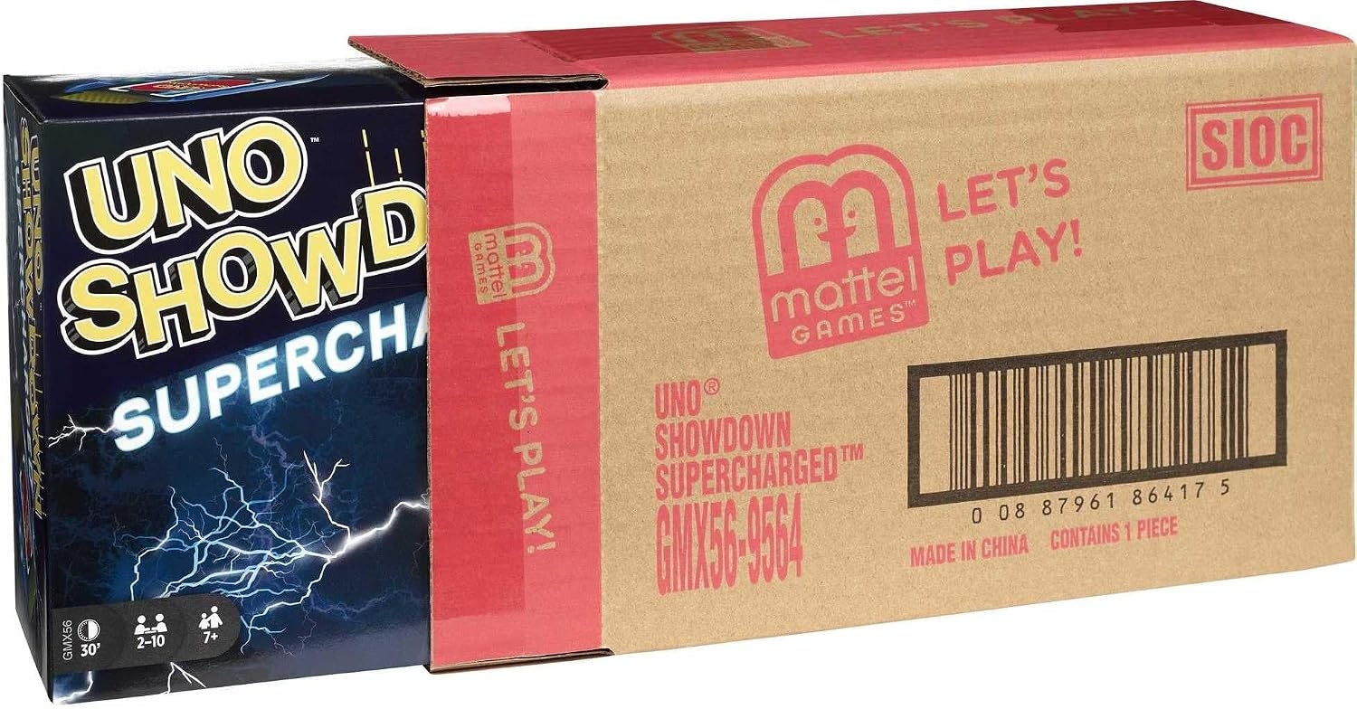 image:imageMattel Games UNO Showdown Supercharged Family Card Game with 112 Cards amp Showdown Supercharged Unit for Ages 7 Years Old amp Up Gift for Kid Family or Adult Game Night Ships in Own Container 112 Cards Showdown Supercharged Unit Ages 7 Years Old amp Up Ships in Own Container