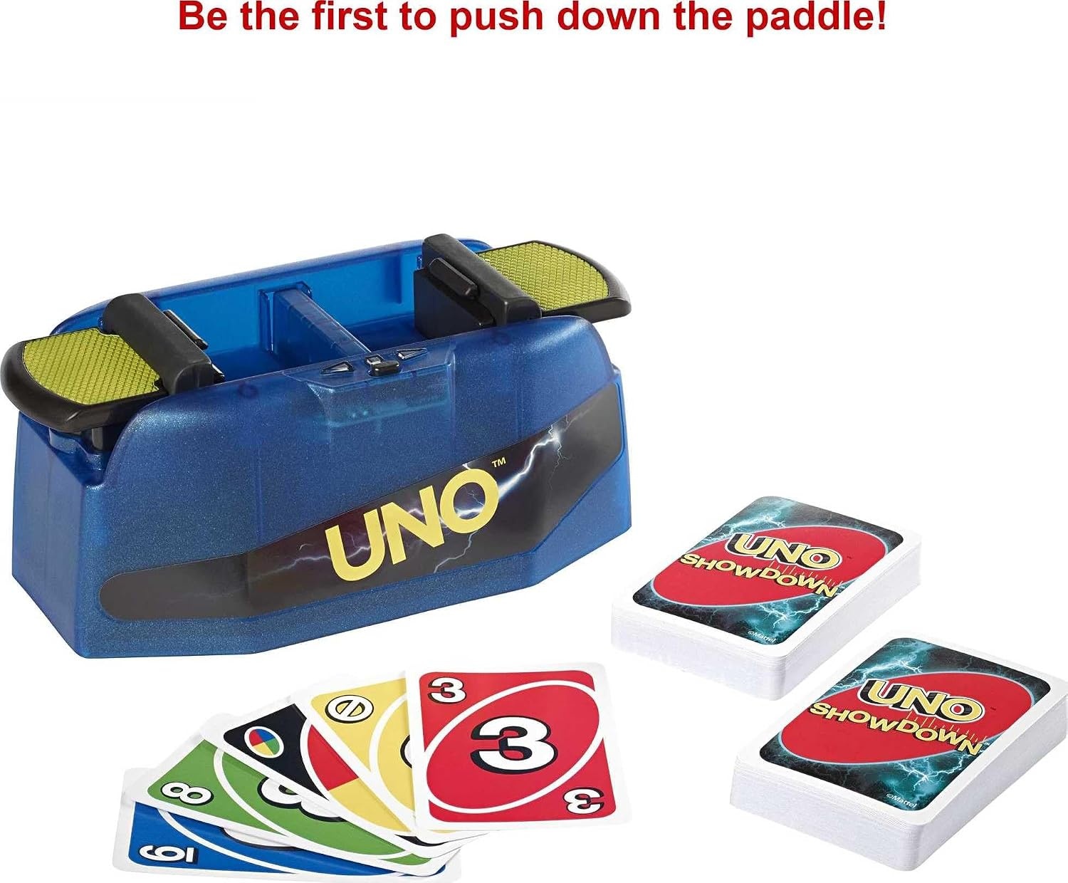image:imageMattel Games UNO Showdown Supercharged Family Card Game with 112 Cards amp Showdown Supercharged Unit for Ages 7 Years Old amp Up Gift for Kid Family or Adult Game Night Ships in Own Container 112 Cards Showdown Supercharged Unit Ages 7 Years Old amp Up Ships in Own Container