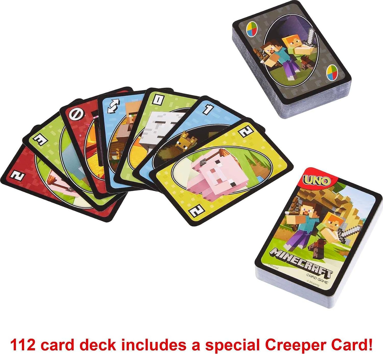 image:imageMattel Games UNO Super Mario Card Game Animated Character Themed Collector Deck 112 Cards with Character Images Gift for Kids Ages 7 Years Old amp UpUNO Minecraft