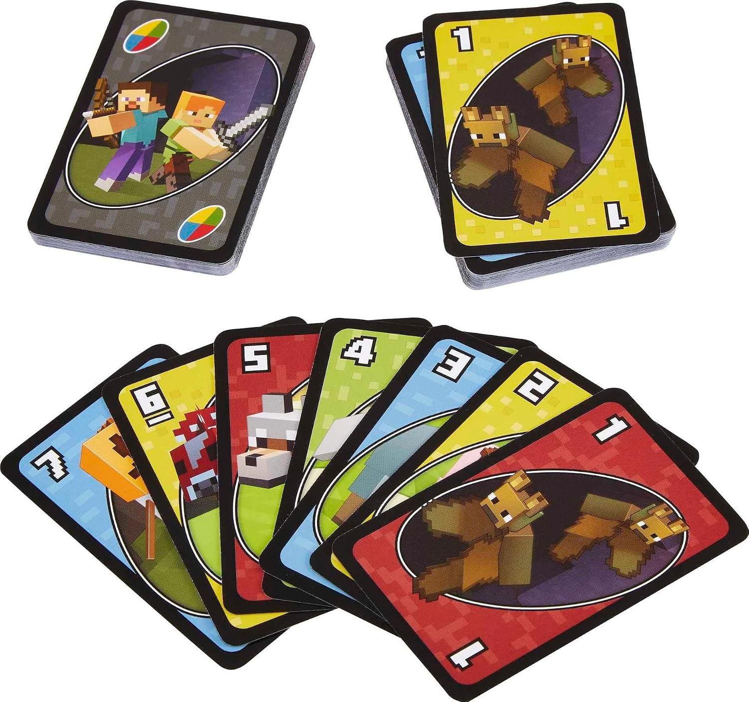 image:imageMattel Games UNO Super Mario Card Game Animated Character Themed Collector Deck 112 Cards with Character Images Gift for Kids Ages 7 Years Old amp UpUNO Minecraft