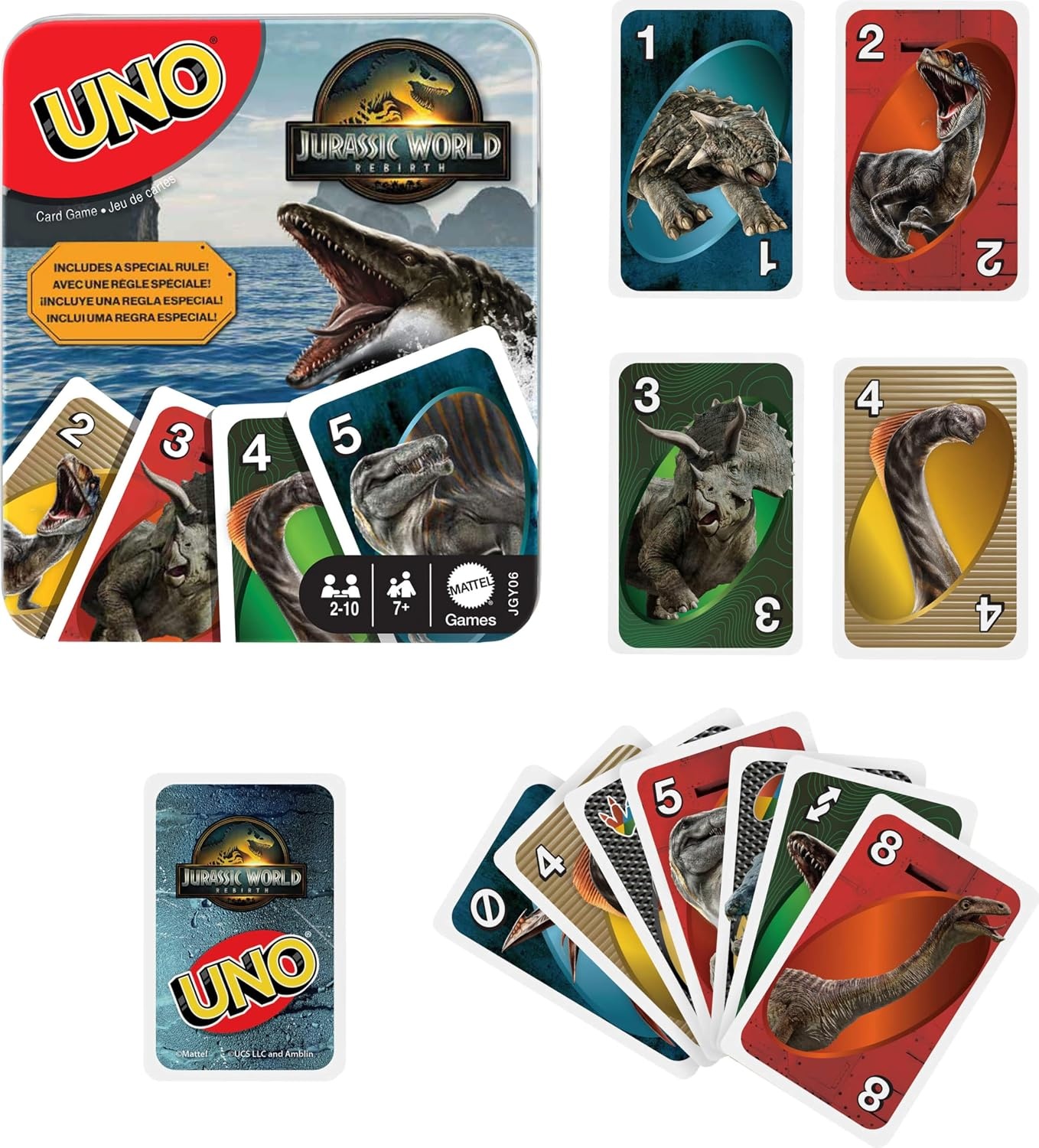 image:imageMattel Games UNO Super Mario Card Game Animated Character Themed Collector Deck 112 Cards with Character Images Gift for Kids Ages 7 Years Old amp UpUNO Jurassic World