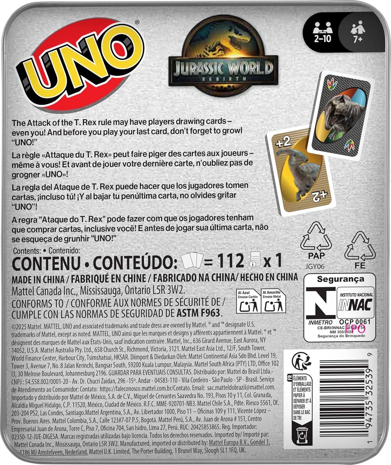 image:imageMattel Games UNO Super Mario Card Game Animated Character Themed Collector Deck 112 Cards with Character Images Gift for Kids Ages 7 Years Old amp UpUNO Jurassic World