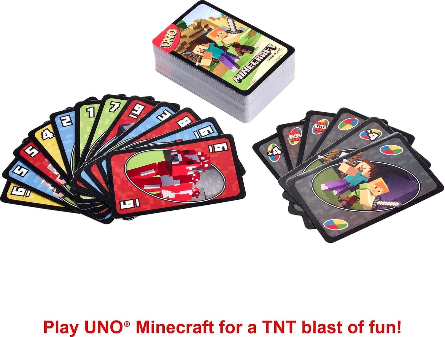 image:imageMattel Games UNO Super Mario Card Game Animated Character Themed Collector Deck 112 Cards with Character Images Gift for Kids Ages 7 Years Old amp UpUNO Minecraft