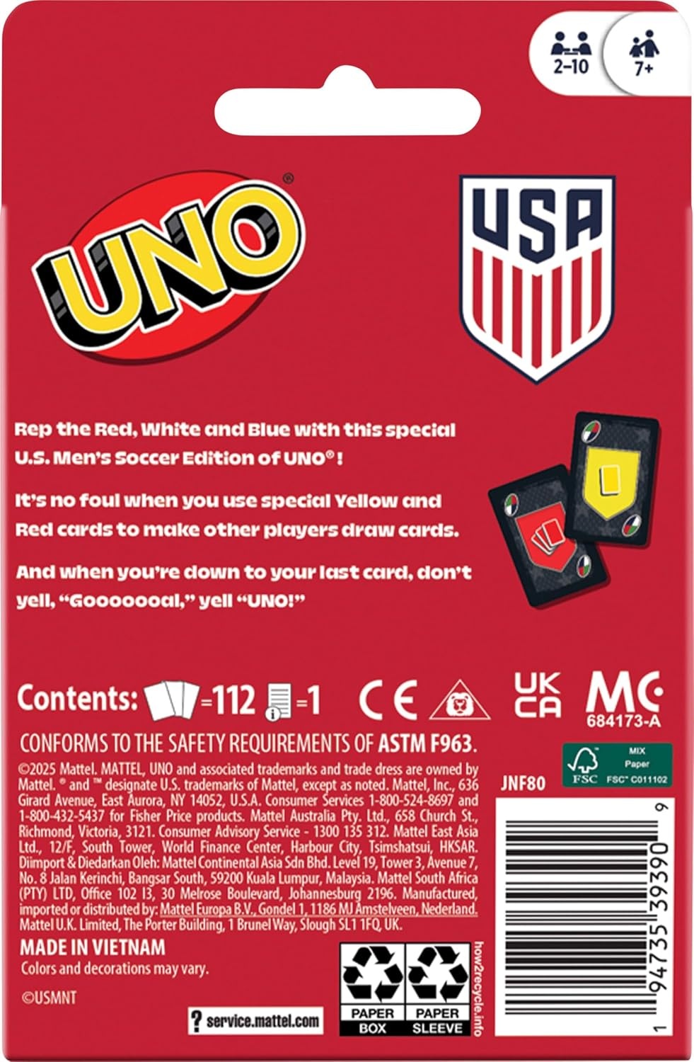 image:imageMattel Games UNO Super Mario Card Game Animated Character Themed Collector Deck 112 Cards with Character Images Gift for Kids Ages 7 Years Old amp UpUNO Soccer