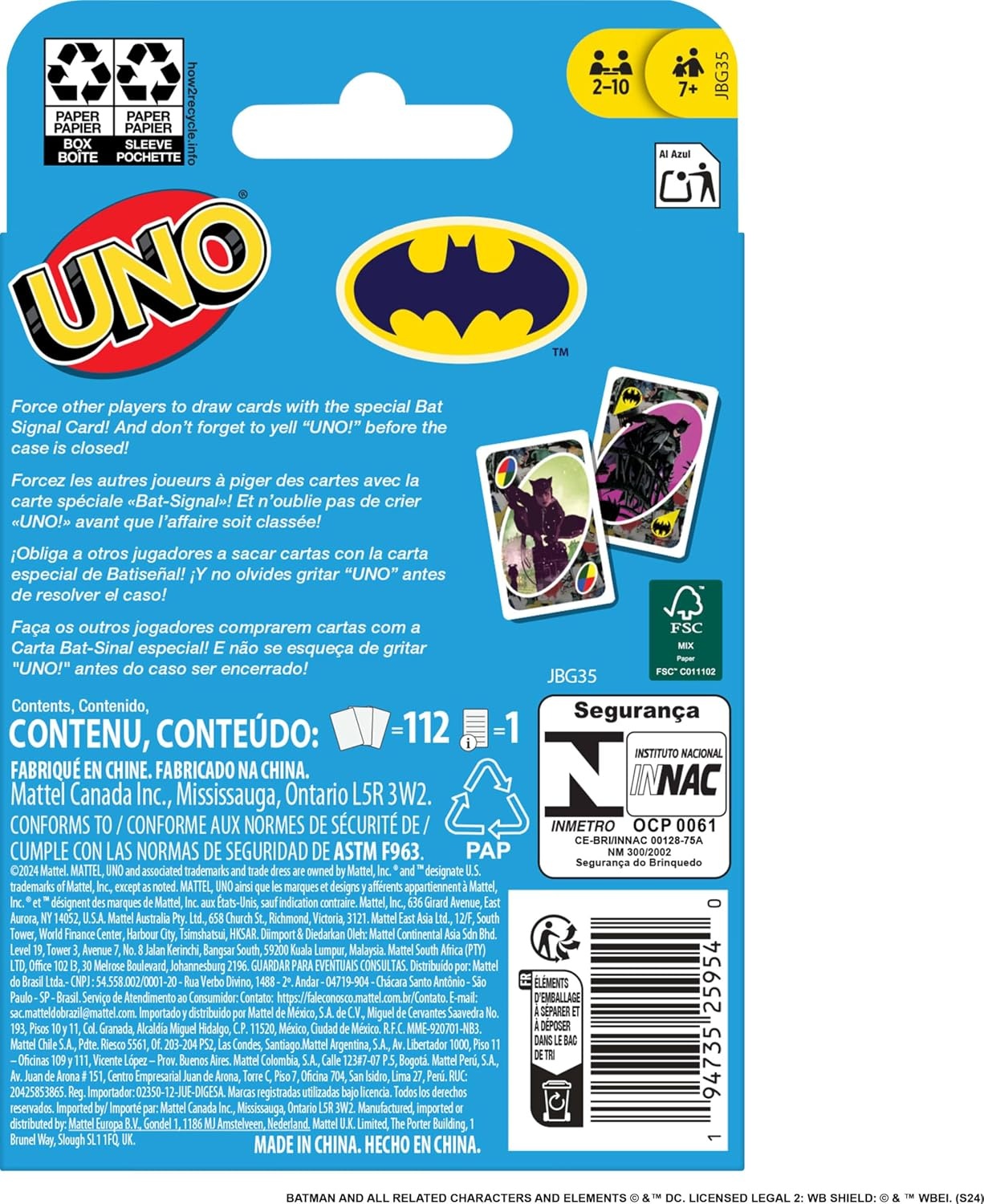 image:imageMattel Games UNO Super Mario Card Game Animated Character Themed Collector Deck 112 Cards with Character Images Gift for Kids Ages 7 Years Old amp UpUNO Batman
