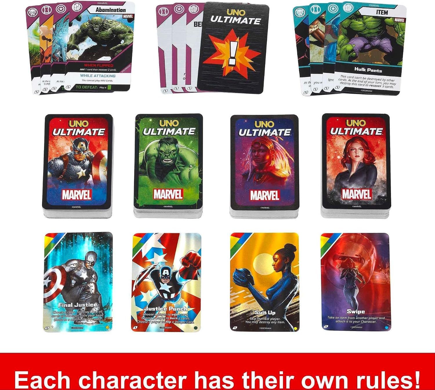 image:imageMattel Games UNO Ultimate Marvel Card Game with 4 Collectible Foil Cards CharacterThemed Decks amp Special Rules for Ages 7 Years amp OlderCore Set 2