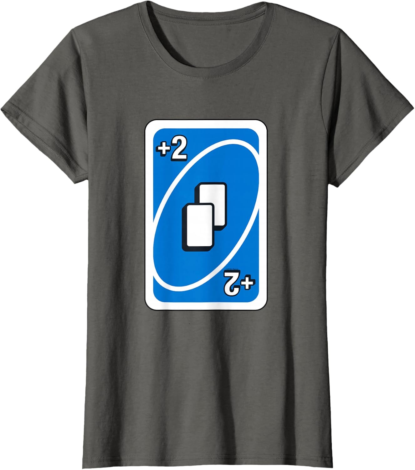 image:imageUNO Blue Draw Two Card TShirtAsphalt Grey