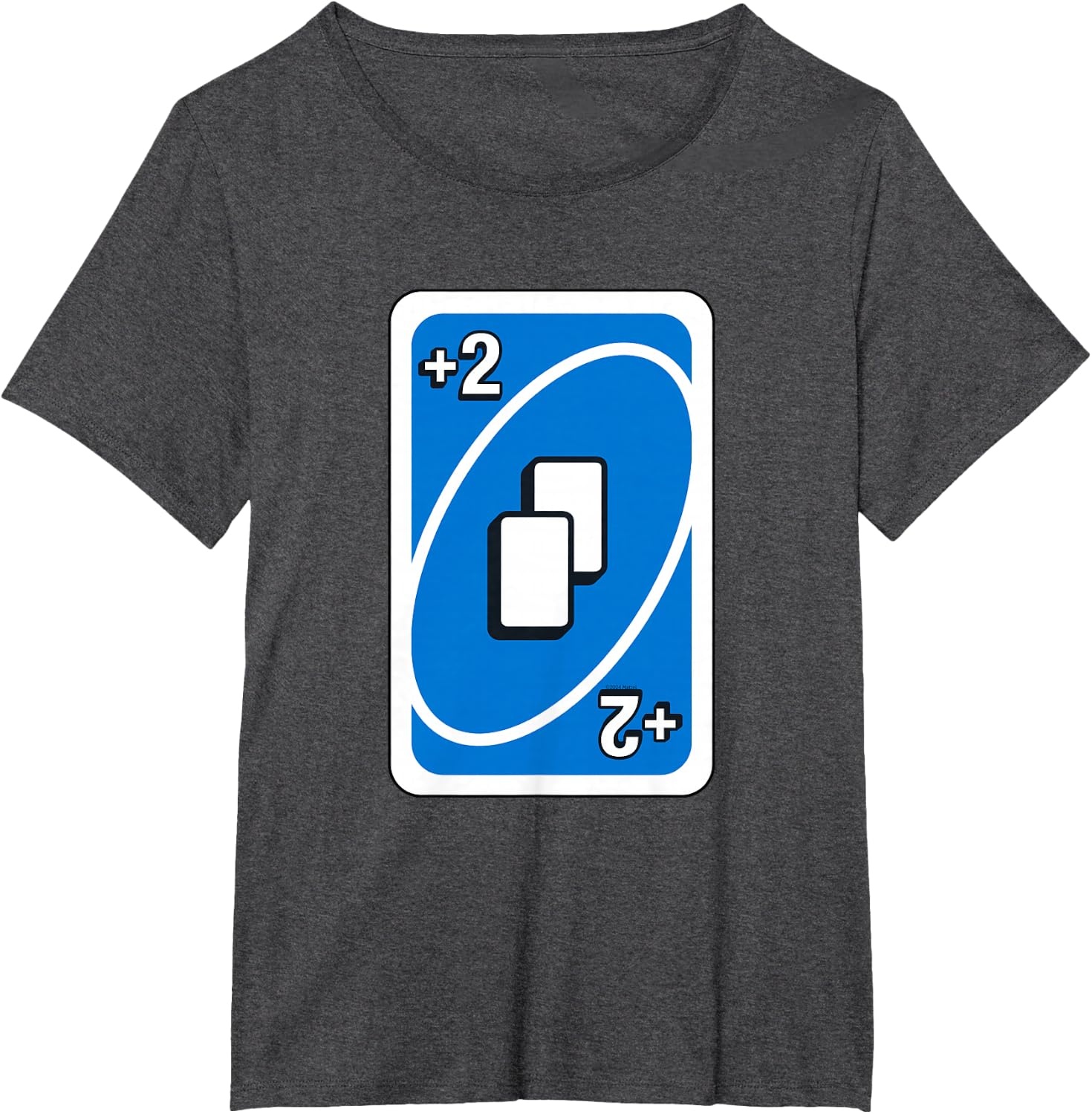 image:imageUNO Blue Draw Two Card TShirtDark Heather Grey
