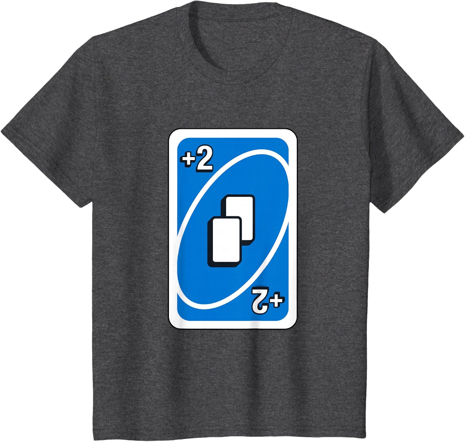 image:imageUNO Blue Draw Two Card TShirtDark Heather Grey