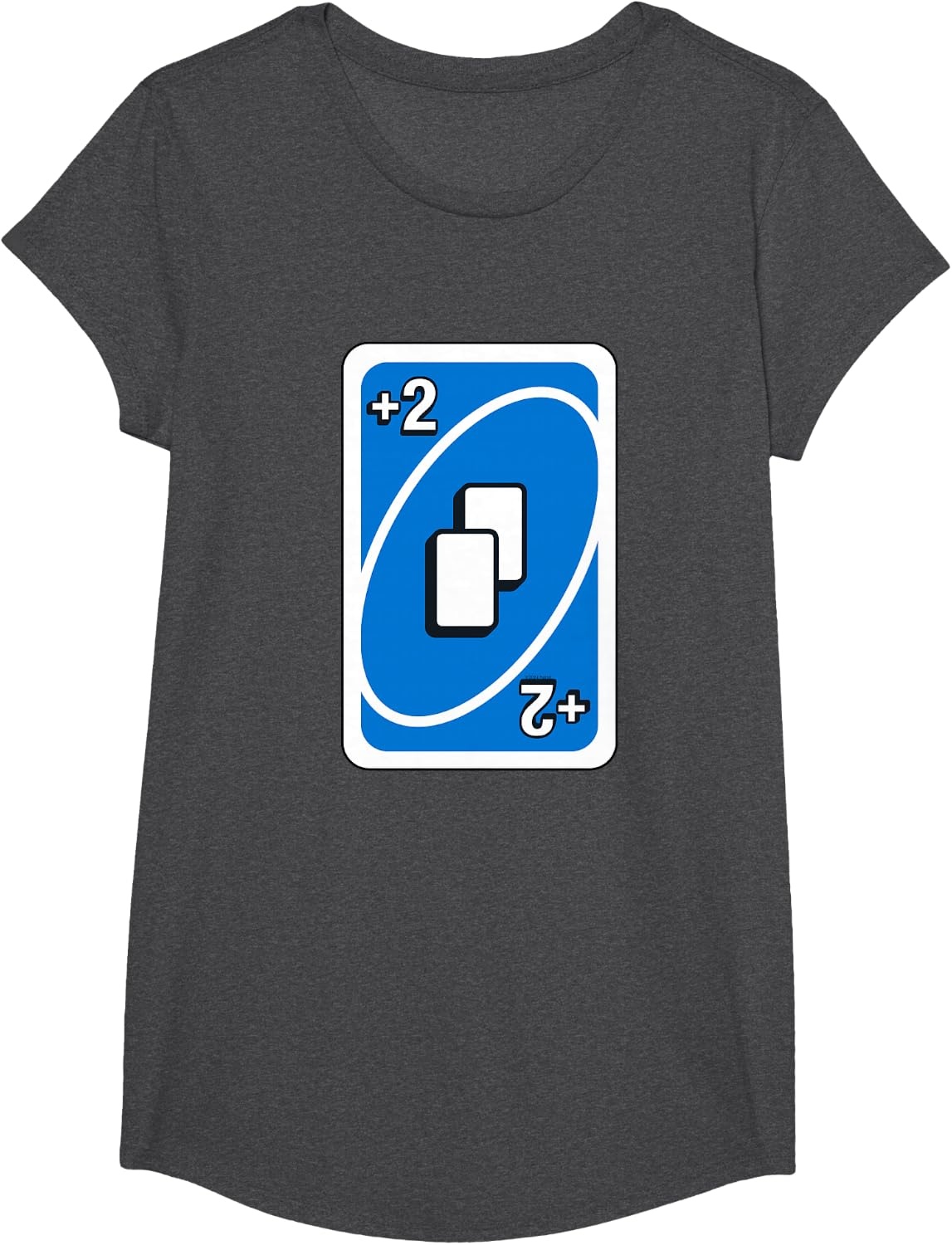 image:imageUNO Blue Draw Two Card TShirtDark Heather Grey