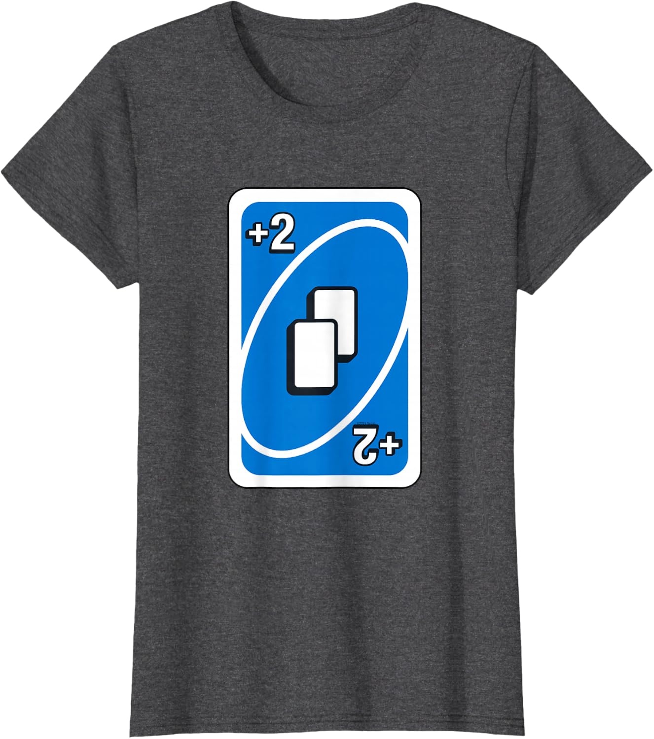 image:imageUNO Blue Draw Two Card TShirtDark Heather Grey