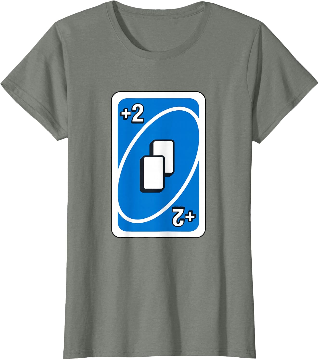 image:imageUNO Blue Draw Two Card TShirtOlive Heather
