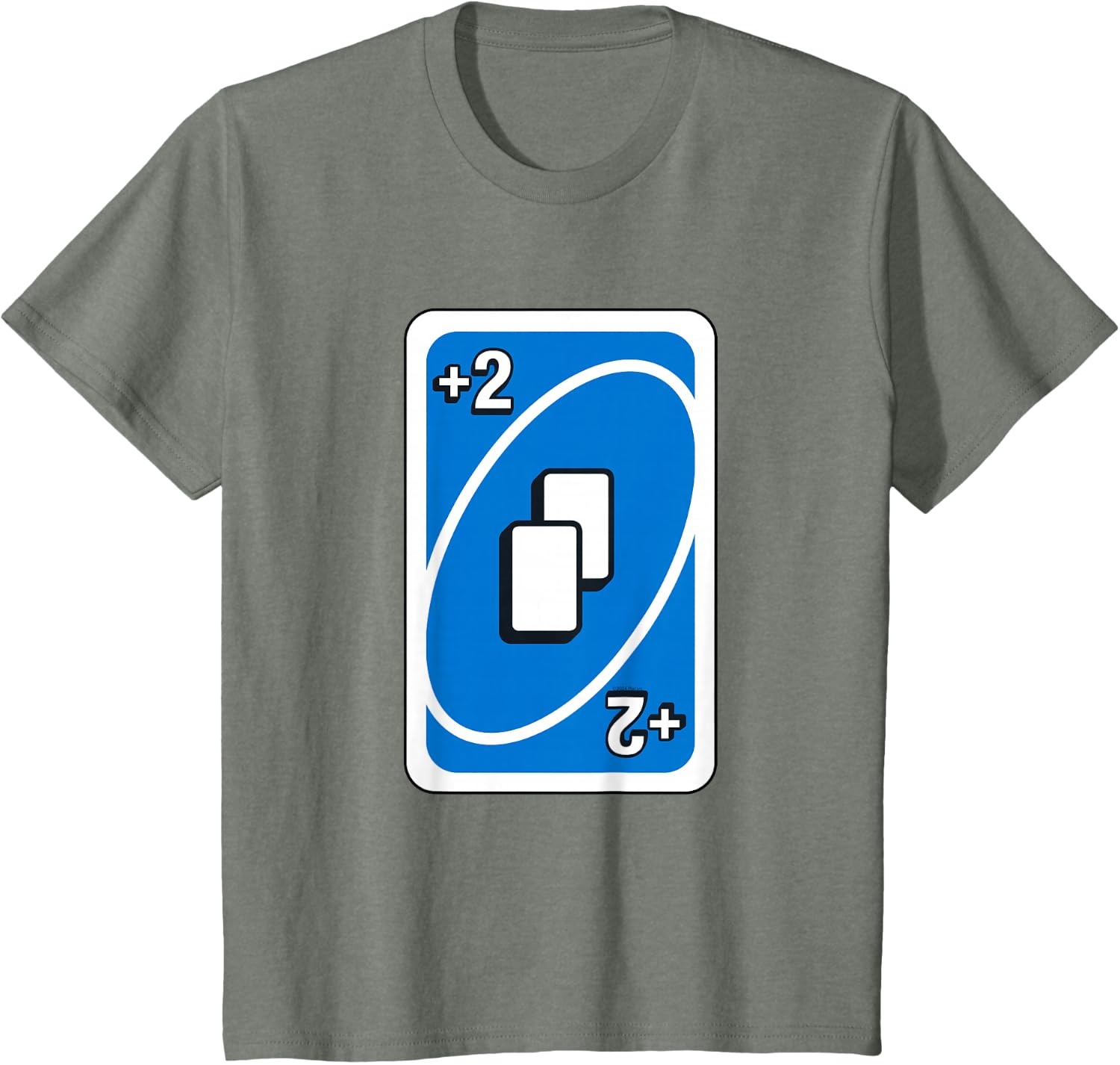 image:imageUNO Blue Draw Two Card TShirtOlive Heather