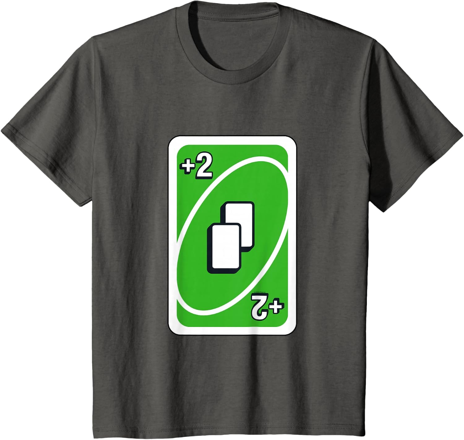 image:imageUNO Green Draw Two Card TShirtAsphalt Grey
