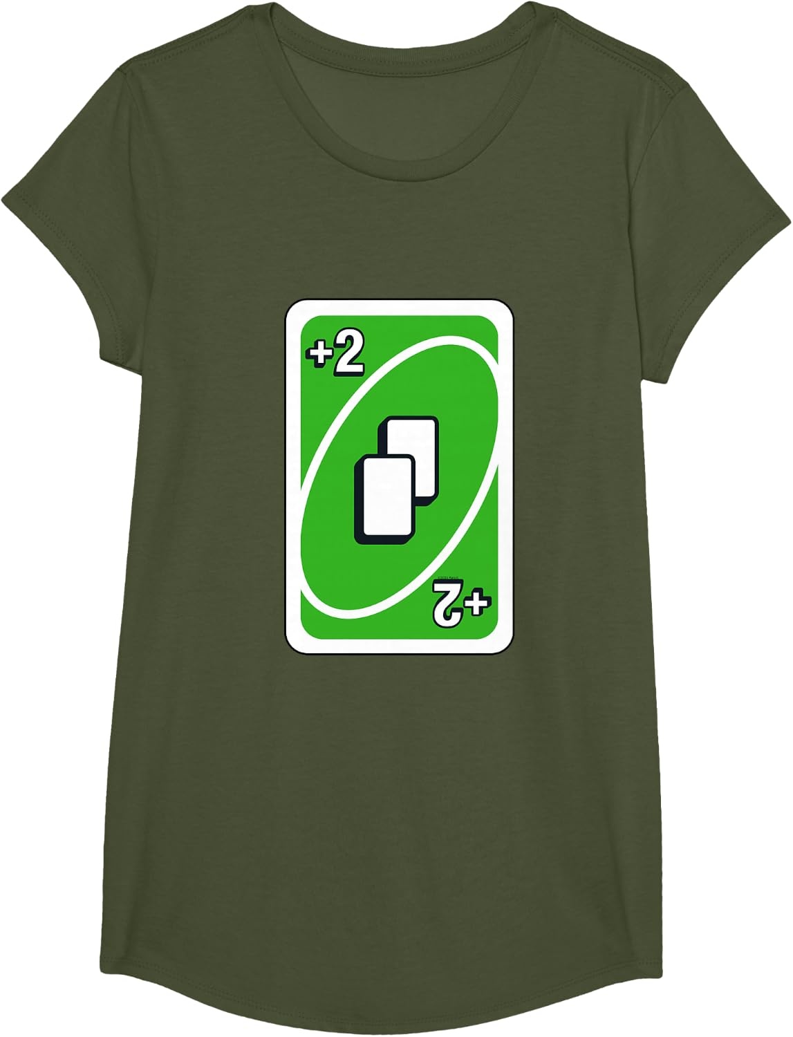 image:imageUNO Green Draw Two Card TShirtOlive Green