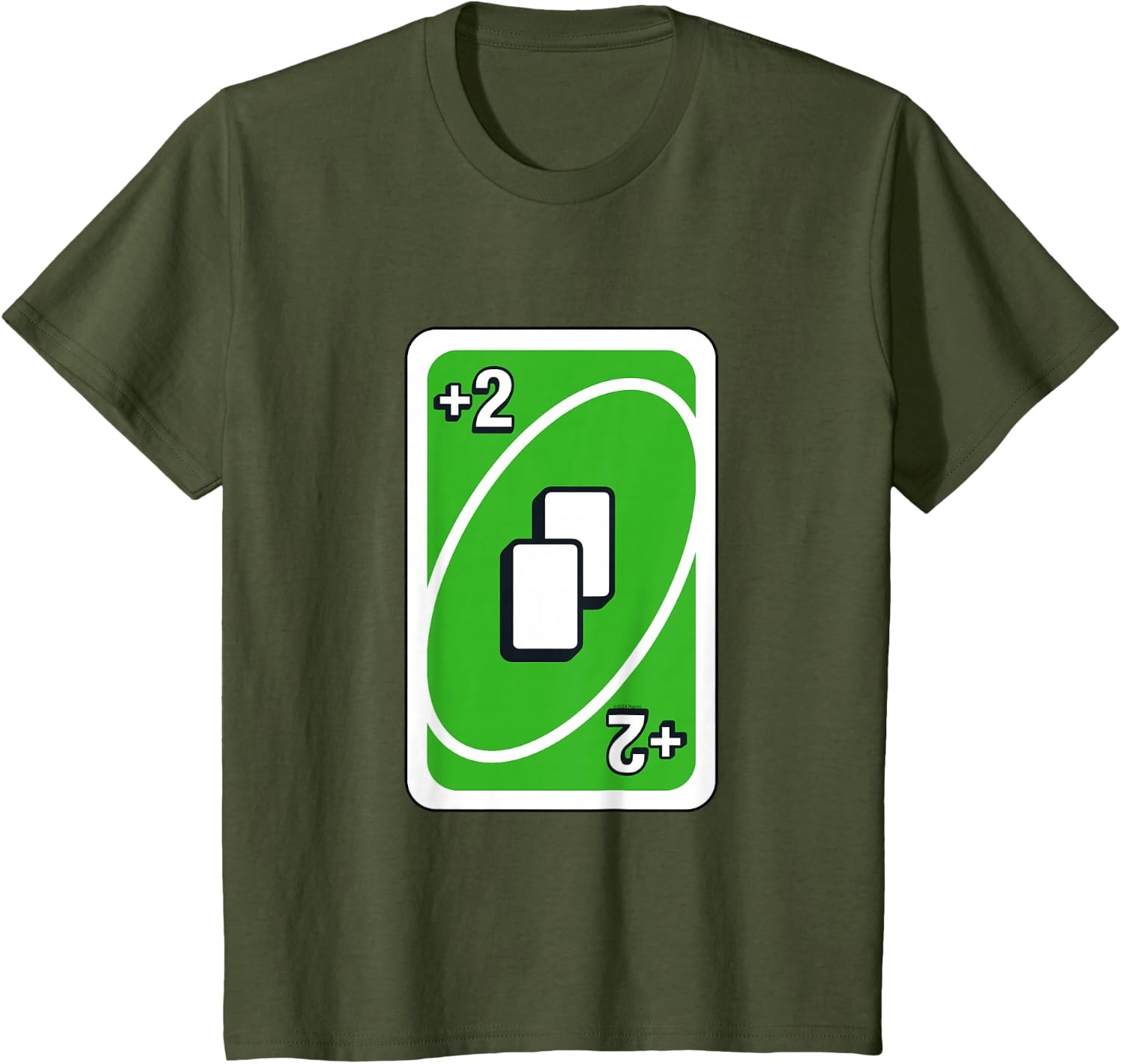 image:imageUNO Green Draw Two Card TShirtOlive Green