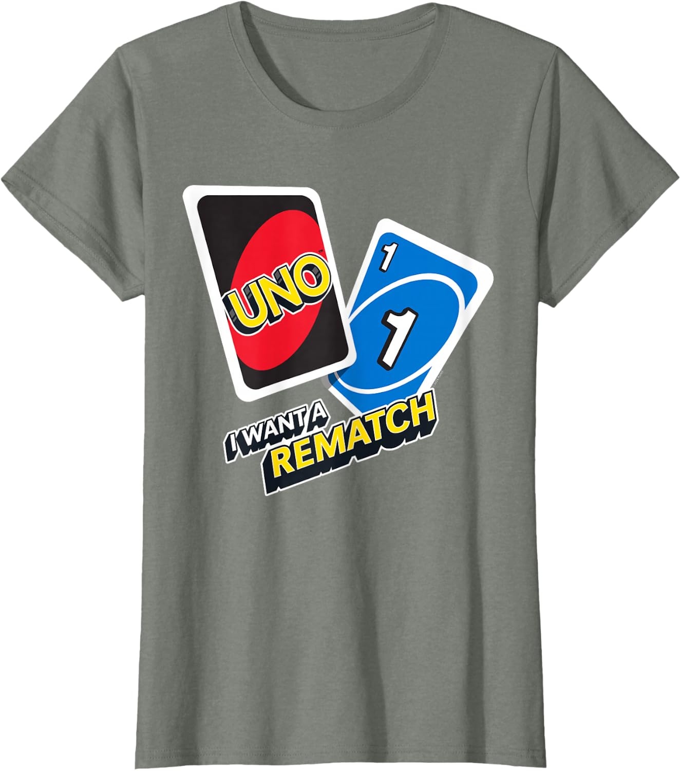 image:imageUNO I Want a Rematch TShirtOlive Heather