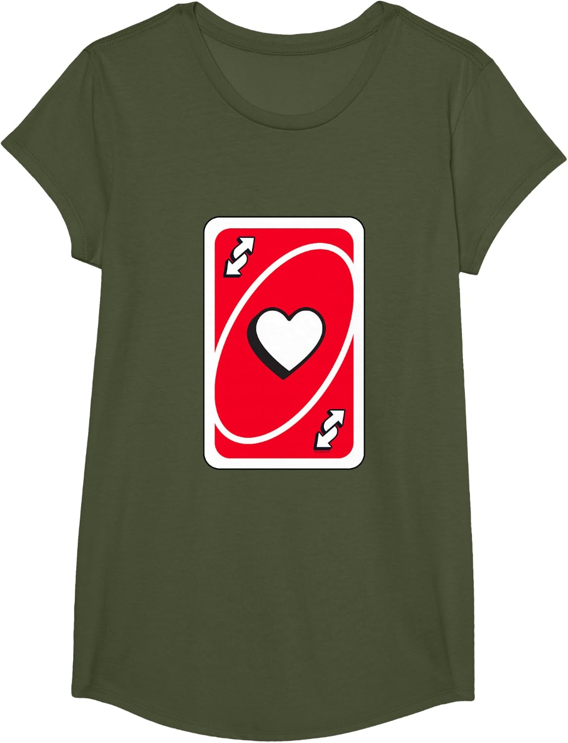 image:imageUNO Valentines Day Red Reverse Card TShirtOlive Green