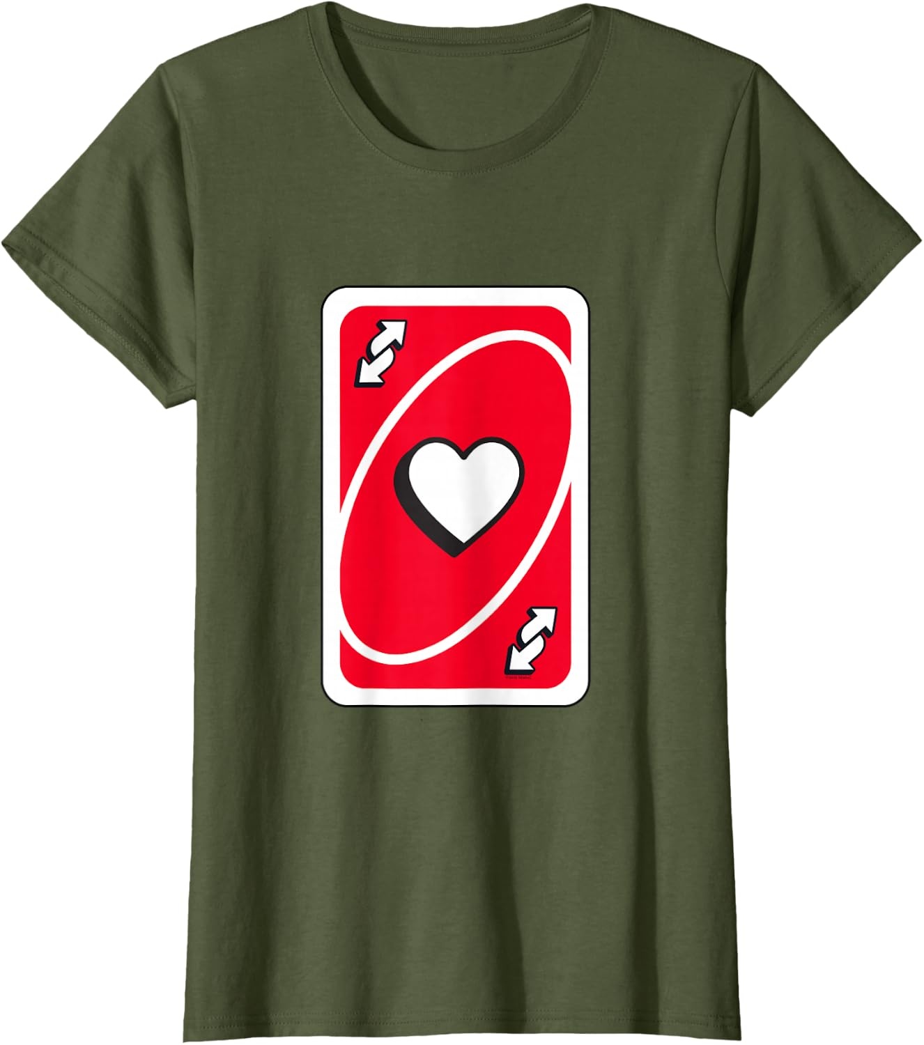 image:imageUNO Valentines Day Red Reverse Card TShirtOlive Green