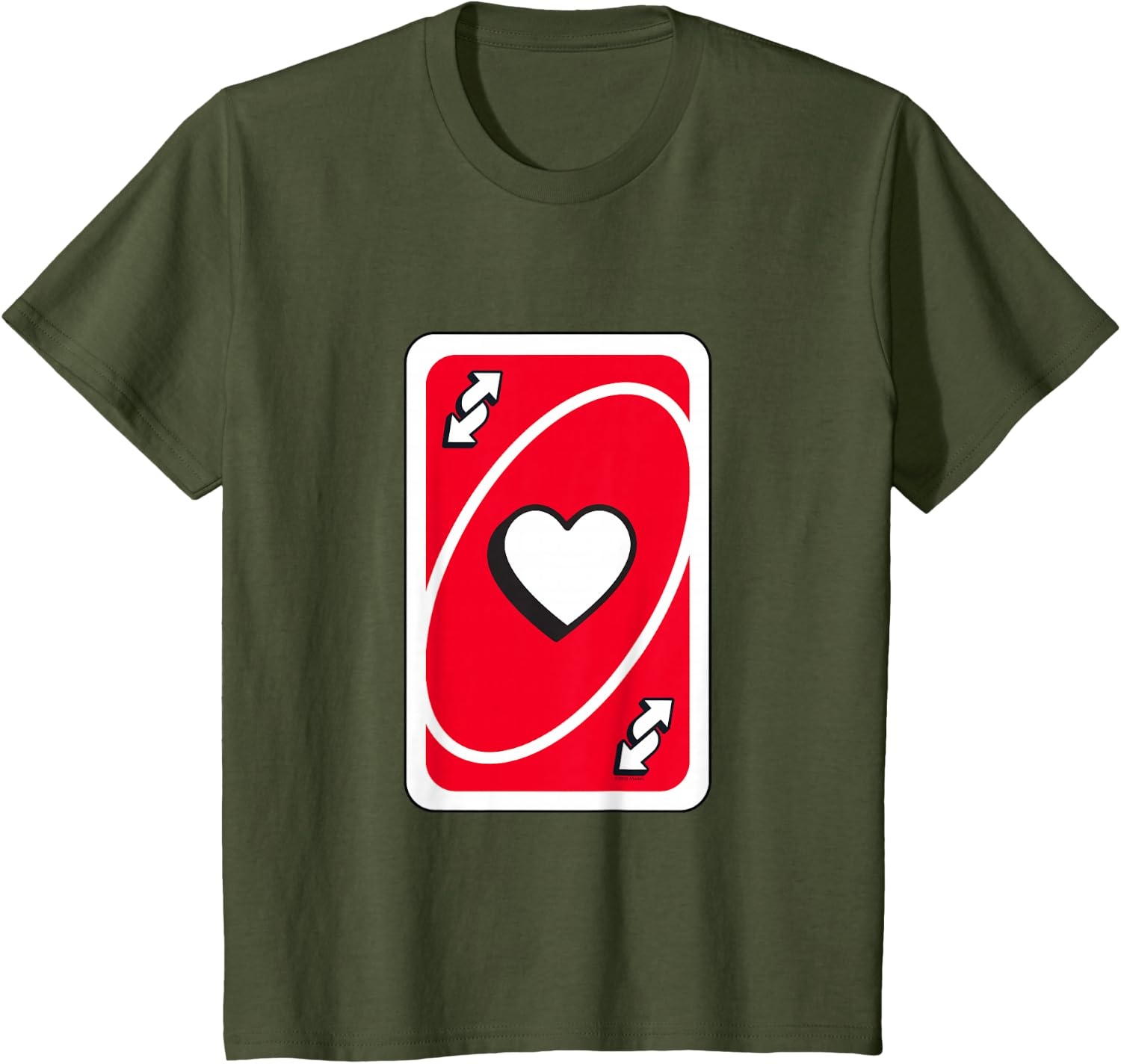image:imageUNO Valentines Day Red Reverse Card TShirtOlive Green