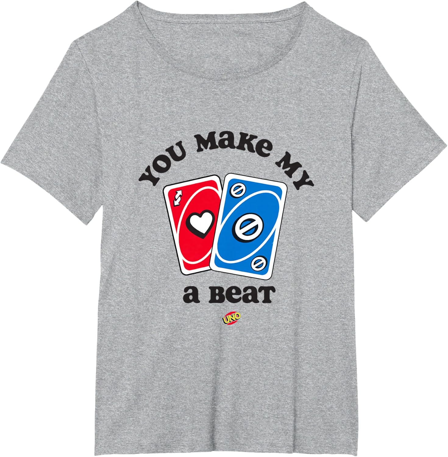 image:imageUNO Valentines Day You Make My Heart Skip a Beat TShirtHeather Grey