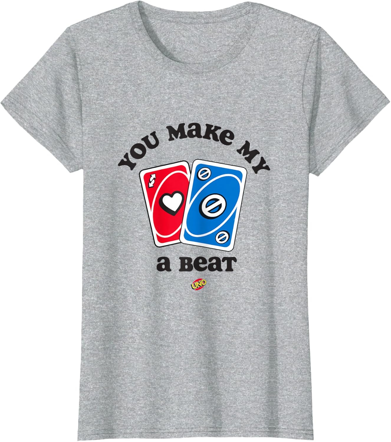 image:imageUNO Valentines Day You Make My Heart Skip a Beat TShirtHeather Grey