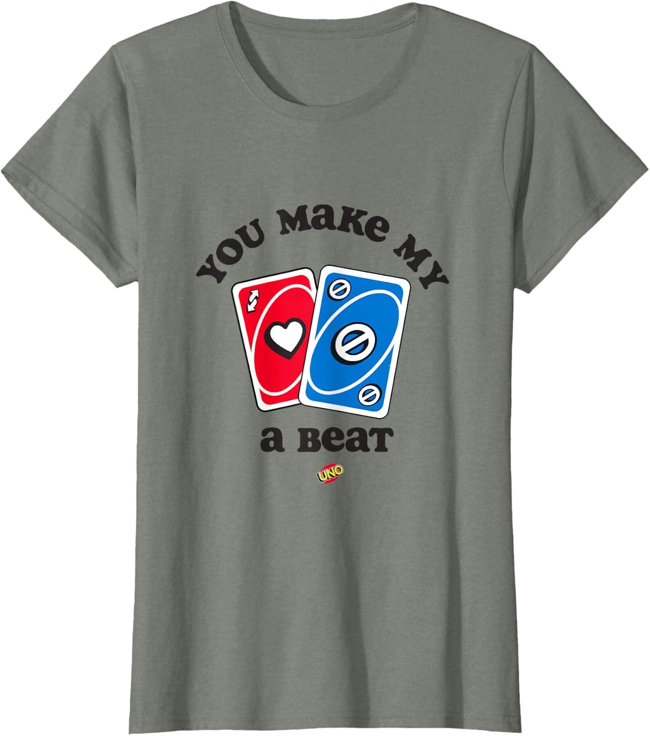 image:imageUNO Valentines Day You Make My Heart Skip a Beat TShirtOlive Heather