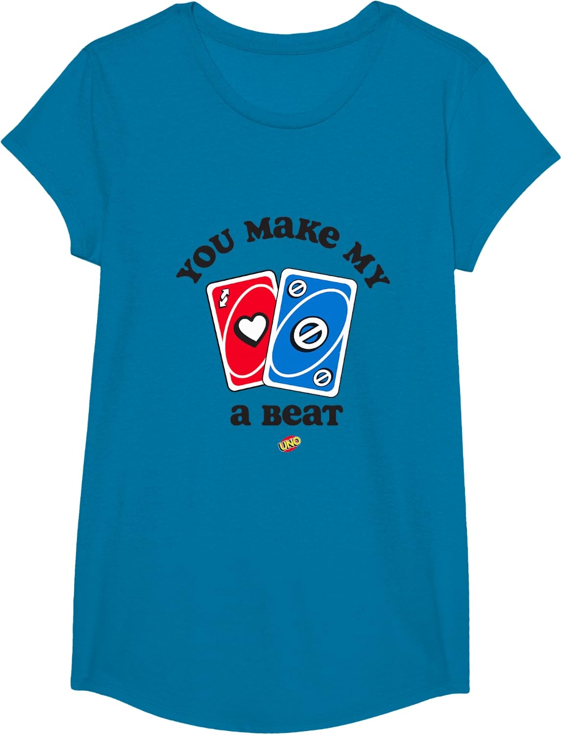 image:imageUNO Valentines Day You Make My Heart Skip a Beat TShirtSapphire Blue