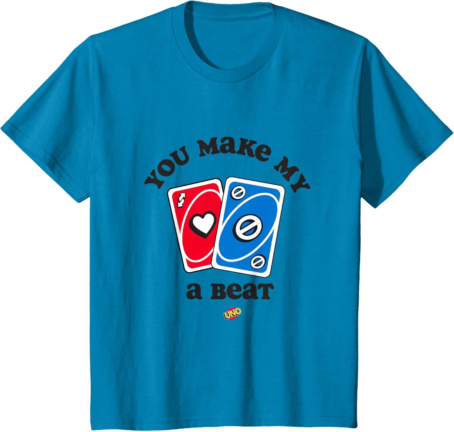image:imageUNO Valentines Day You Make My Heart Skip a Beat TShirtSapphire Blue
