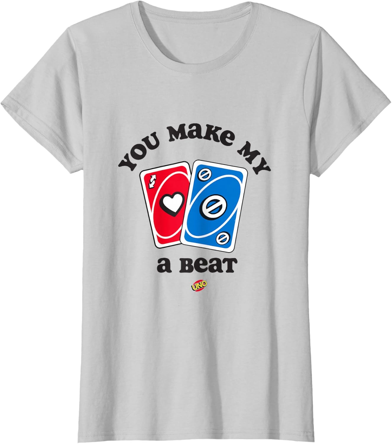 image:imageUNO Valentines Day You Make My Heart Skip a Beat TShirtSilver Grey