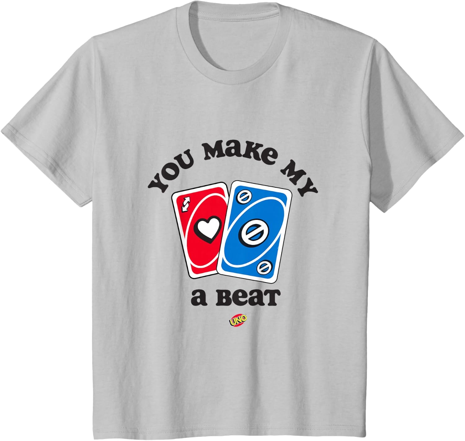 image:imageUNO Valentines Day You Make My Heart Skip a Beat TShirtSilver Grey