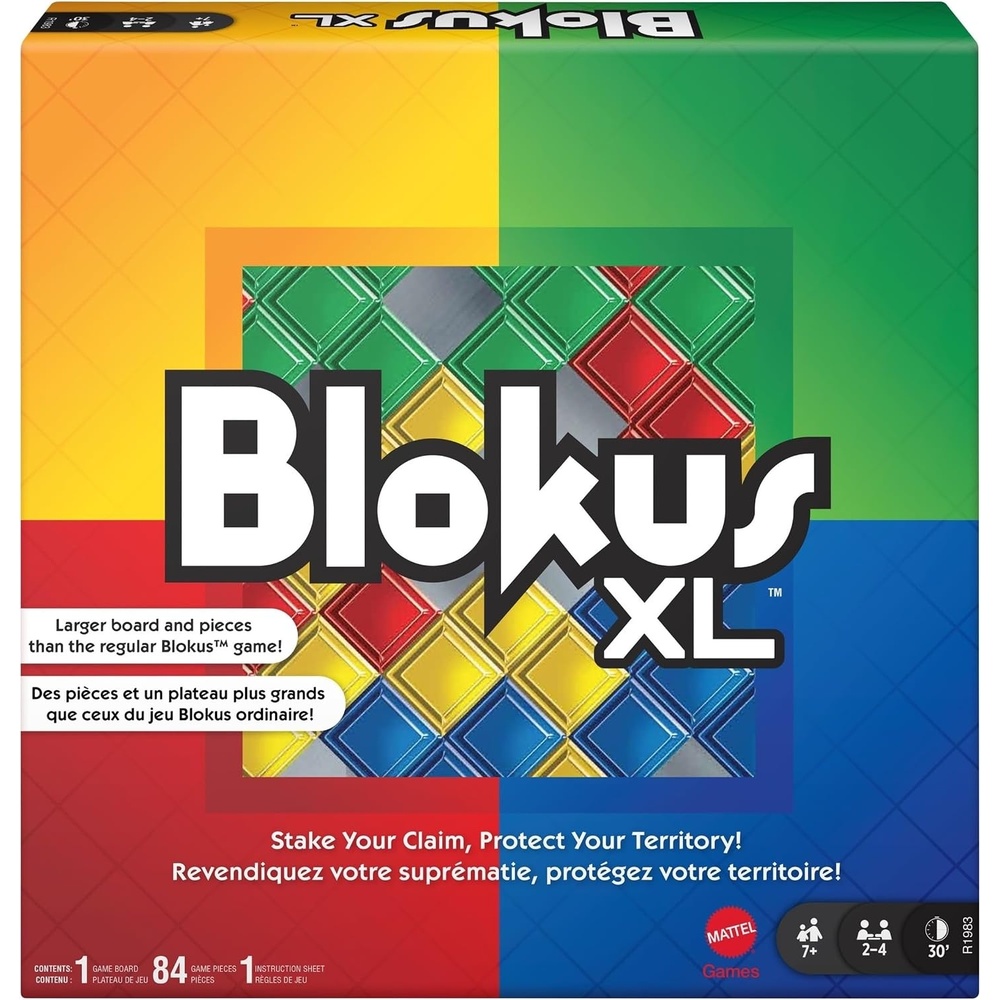 image:imageMattel Games Blokus XL Board Games for Family Night Brain Games for 2 to 4 Players Oversized Board and Pieces Amazon Exclusive Classic Strategy Play with Just One Rule featuring Oversized Board and Pieces Amazon Exclusive