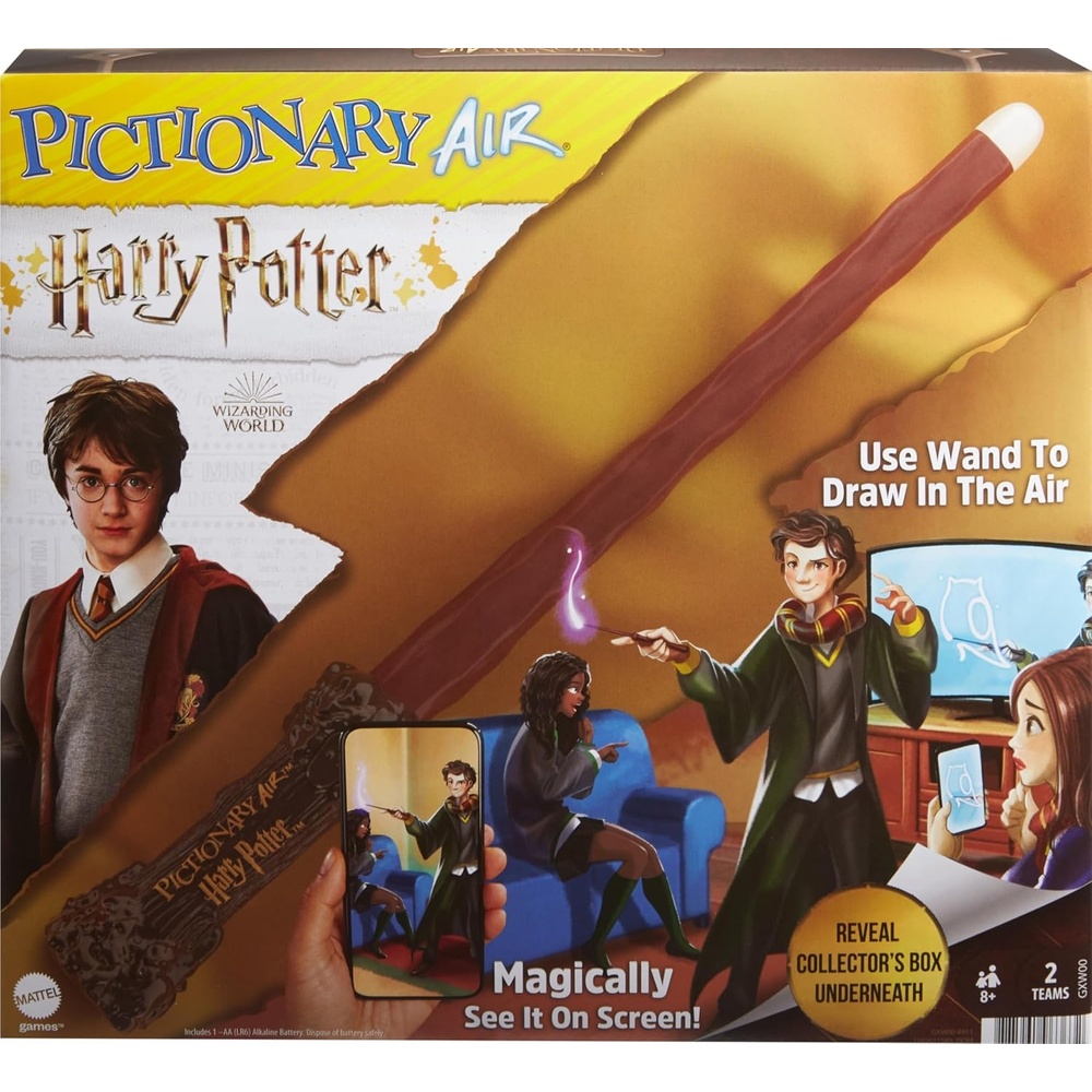 image:imageMattel Games Pictionary Air Harry Potter Family Game for Kids amp Adults with Light Wand amp Themed Picture Clue Cards