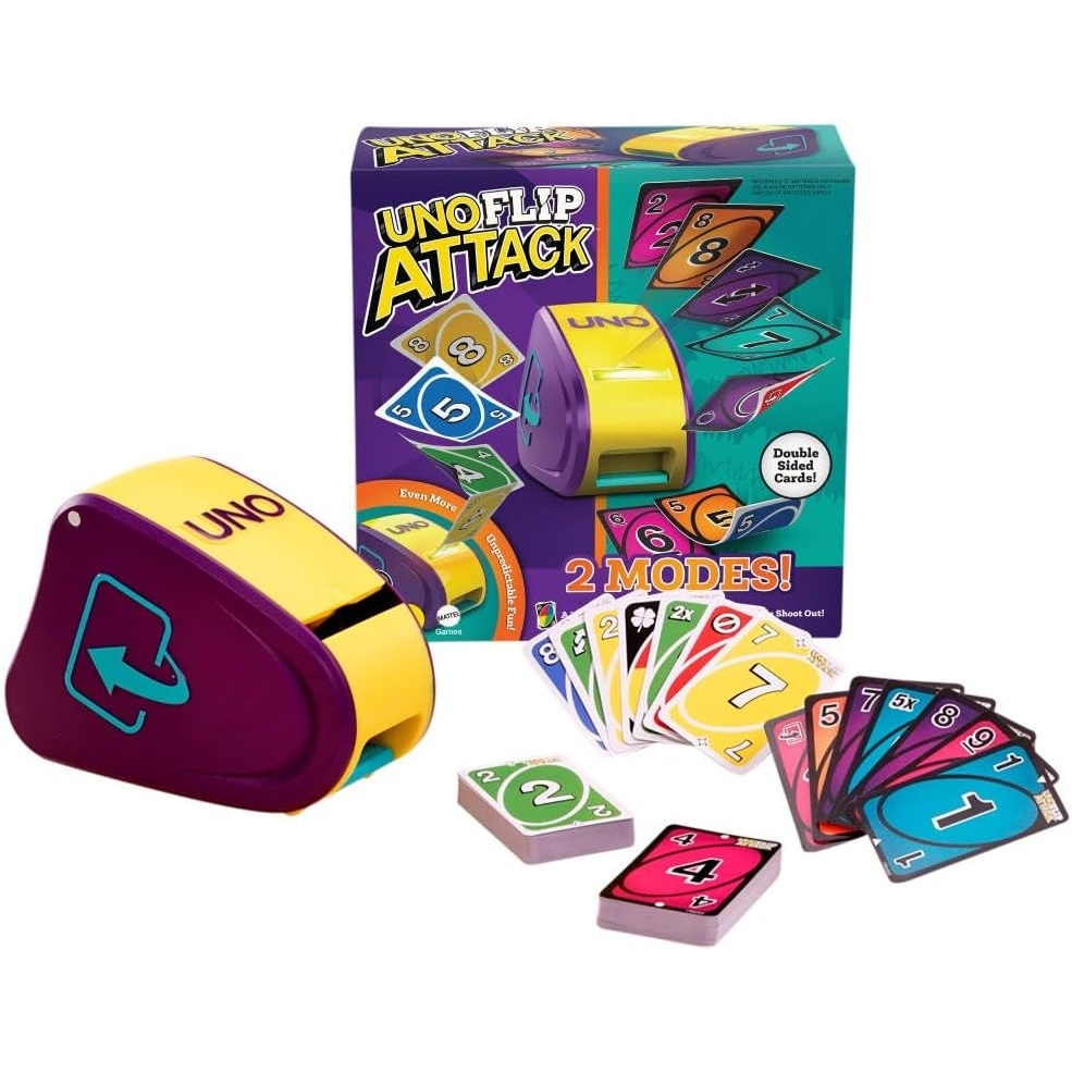 image:imageMattel Games UNO Attack Game Ages 7 210 Players Card Launcher Featuring Lights amp Sounds amp Special Mega Hit Rule for Kids Teens amp Family Game Night Amazon ExclusiveFlip Attack