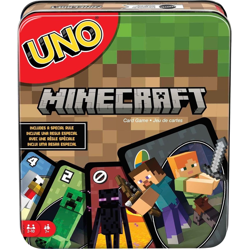 image:imageMattel Games UNO Super Mario Card Game Animated Character Themed Collector Deck 112 Cards with Character Images Gift for Kids Ages 7 Years Old amp UpUNO Minecraft