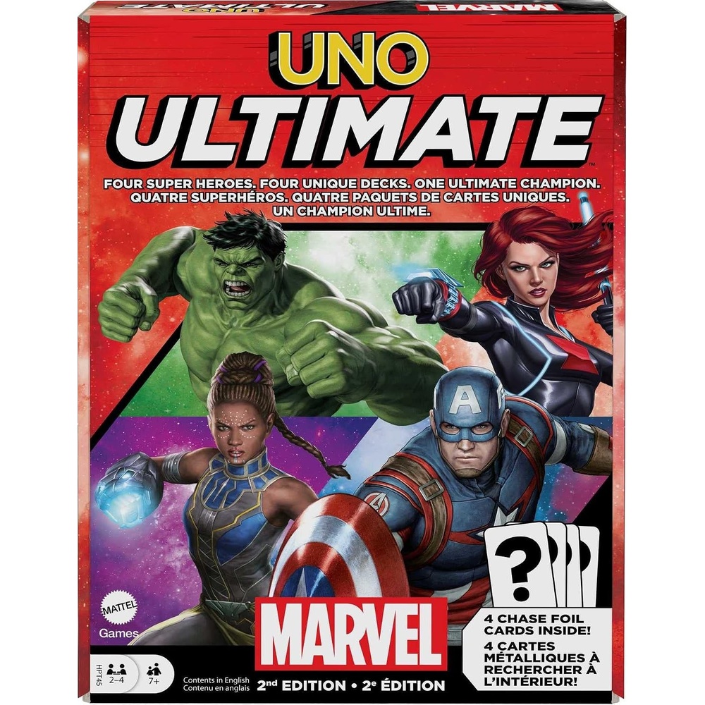 image:imageMattel Games UNO Ultimate Marvel Card Game with 4 Collectible Foil Cards CharacterThemed Decks amp Special Rules for Ages 7 Years amp OlderCore Set 2