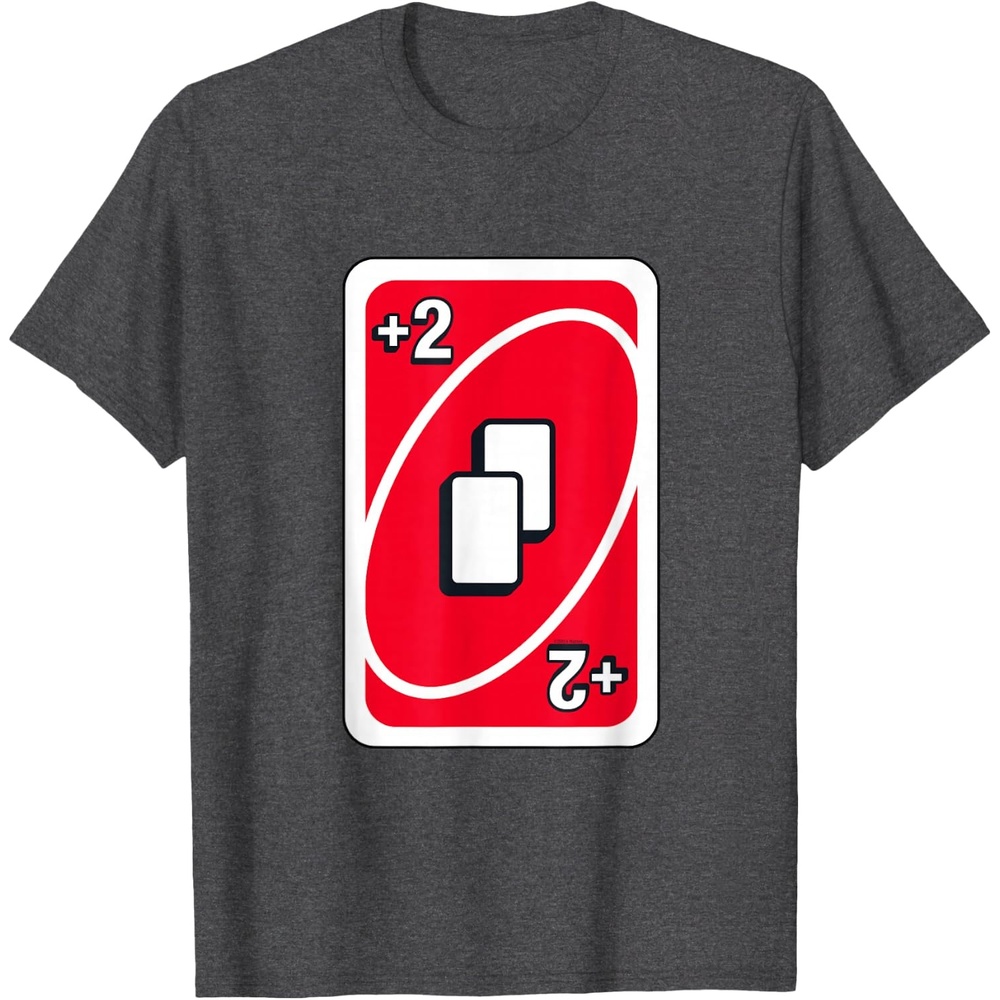 image:imageUNO Red Draw Two Card TShirtDark Heather Grey