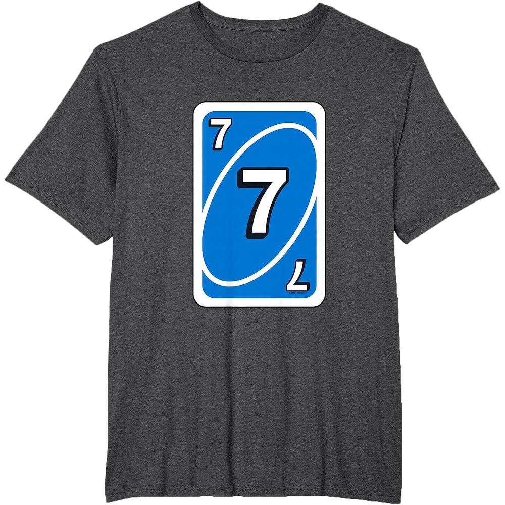 image:imageUNO Halloween Blue 7 Card TShirtDark Heather Grey