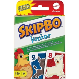 Mattel Games Skip Bo Junior Card Game in with 2 Levels of Play, 112 Cards, Sequencing Entertainment for 2 to 4 Players Ages 5 Years & Older(Multicolor)