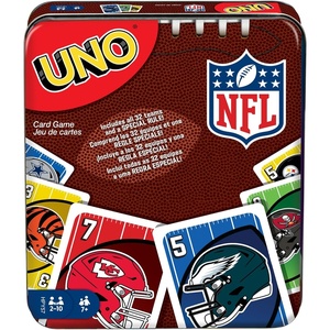 Mattel Games UNO Super Mario Card Game Animated Character Themed Collector Deck 112 Cards with Character Images, Gift for Kids Ages 7 Years Old & Up(UNO NFL)