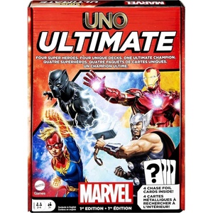 Mattel Games UNO Ultimate Marvel Card Game with 4 Collectible Foil Cards, Character-Themed Decks & Special Rules for Ages 7 Years & Older(Core Set 1)