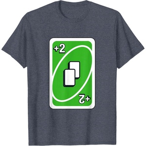 UNO – Green Draw Two Card T-Shirt(Heather Blue)
