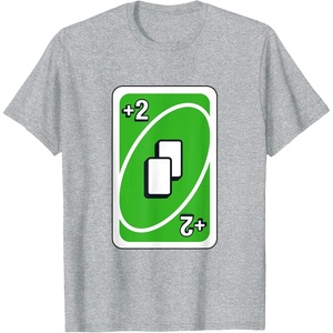 UNO – Green Draw Two Card T-Shirt(Heather Grey)