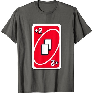 UNO – Red Draw Two Card T-Shirt(Asphalt Grey)